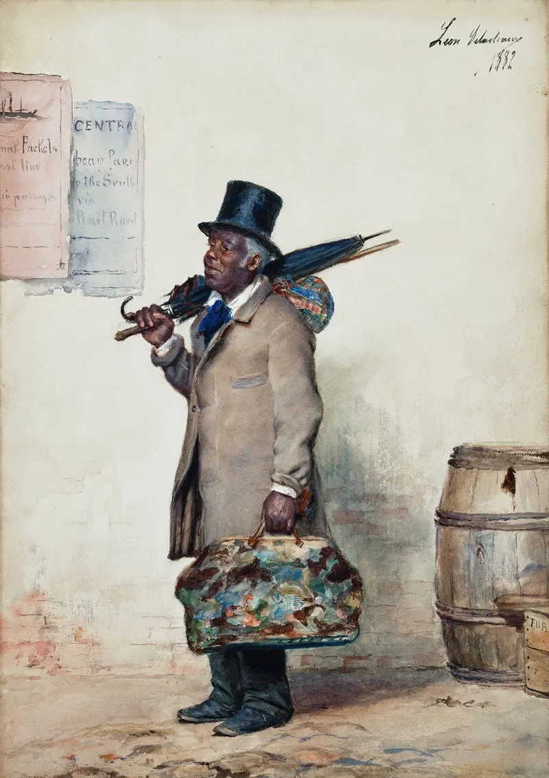 A Black Man Carrying A Carpet Bag Going Home To Georgia