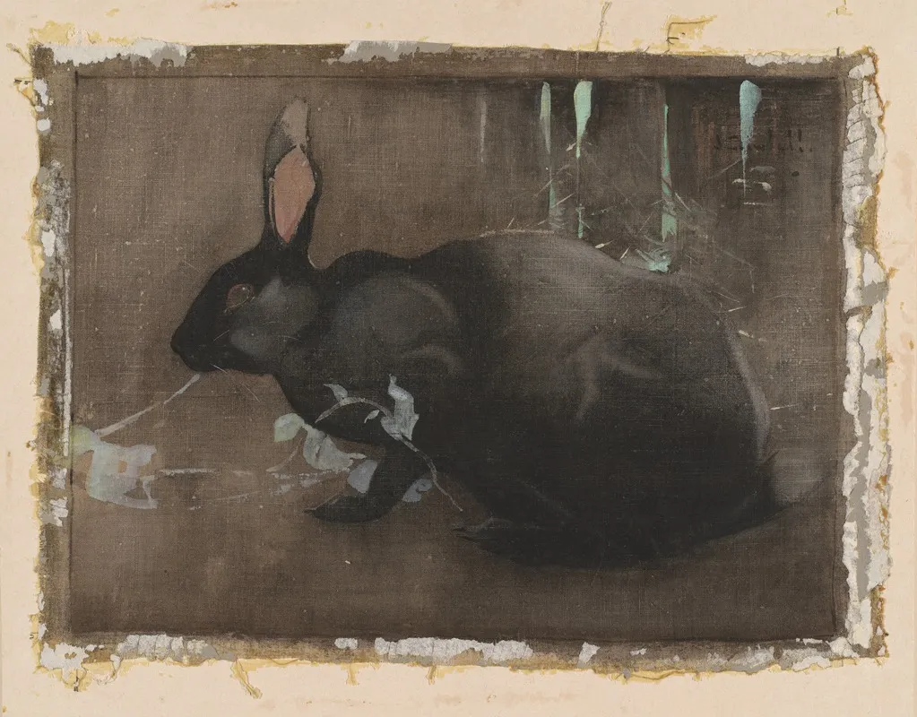 A Black Rabbit Wall Art by Joseph Crawhall - High-Resolution Digital Print
