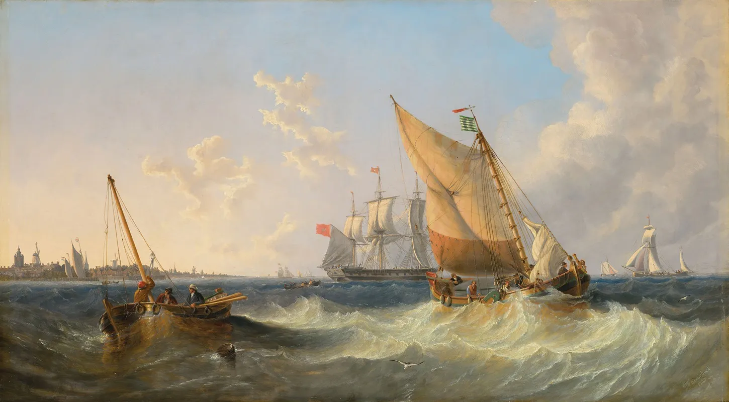 A Blustery Day On The Brill Near Rotterdam Wall Art by John Wilson Carmichael - High-Resolution Digital Print