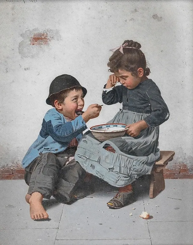 A Bowl With Porridge Wall Art by Giulio del Torre - High-Resolution Digital Print