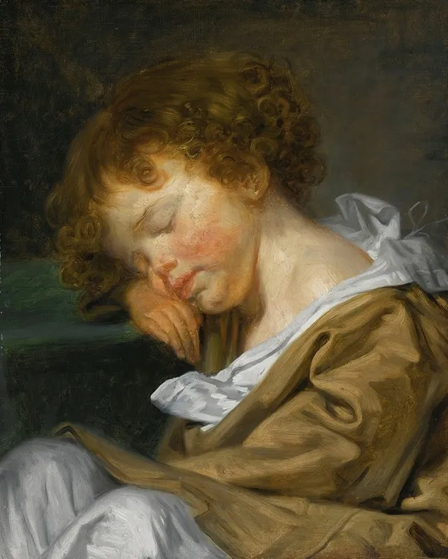 A Boy Asleep On A Table Wall Art by Jean-Baptiste Greuze - High-Resolution Digital Print