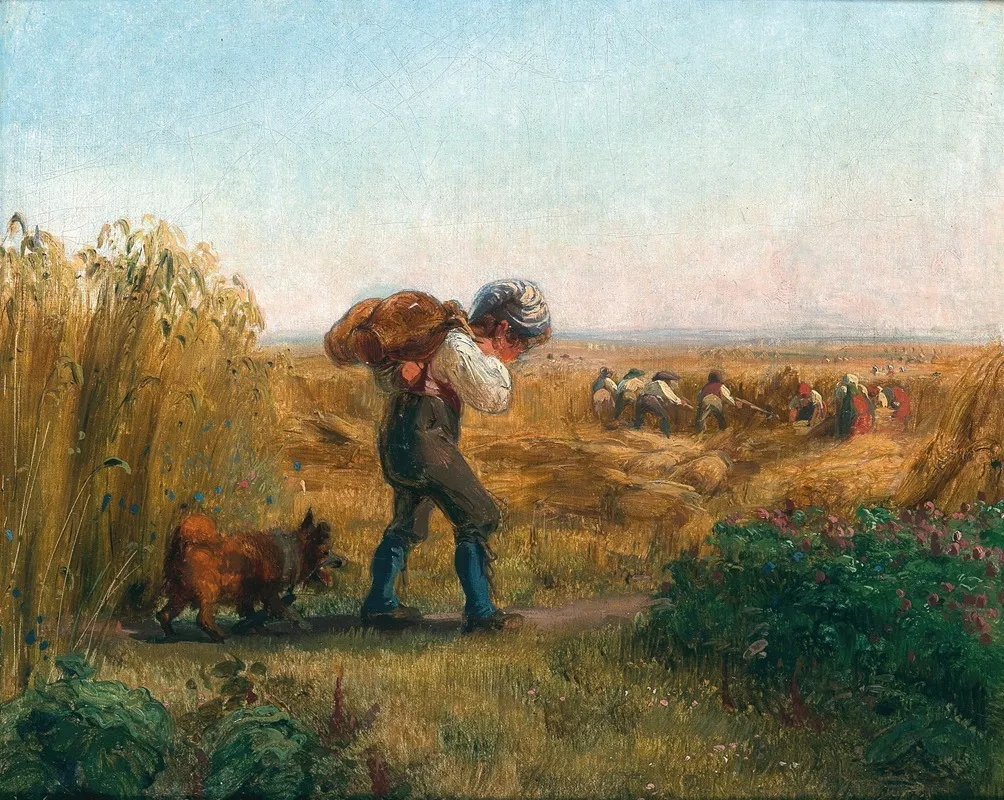 A Boy On The Way To The Field Wall Art by Johann Matthias Ranftl - High-Resolution Digital Print