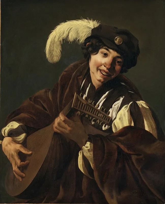 A Boy Playing The Lute Wall Art by Hendrick Ter Brugghen - High-Resolution Digital Print