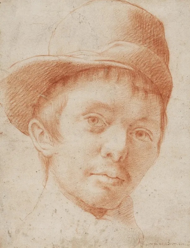 A Boy Wearing A Workmans Hat Wall Art by Cristofano Allori - High-Resolution Digital Print