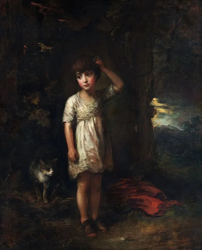 A Boy With A Catmorning Wall Art by Thomas Gainsborough - High-Resolution Digital Print