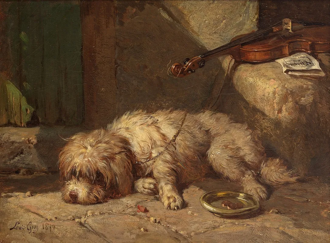 A Break In The Music A Bichon Or Maltese Wall Art by Louis Jean Baptiste Guy - High-Resolution Digital Print