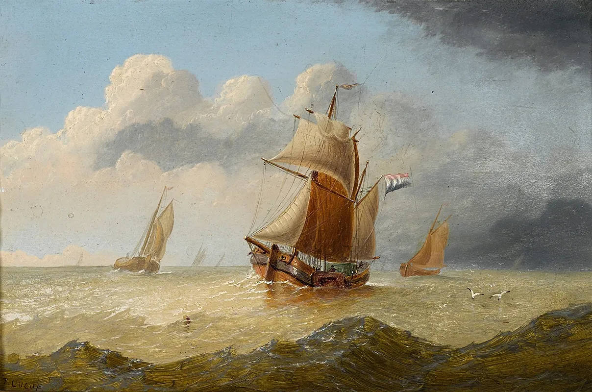 A Brig On The High Seas Wall Art by Thomas Lucop - High-Resolution Digital Print