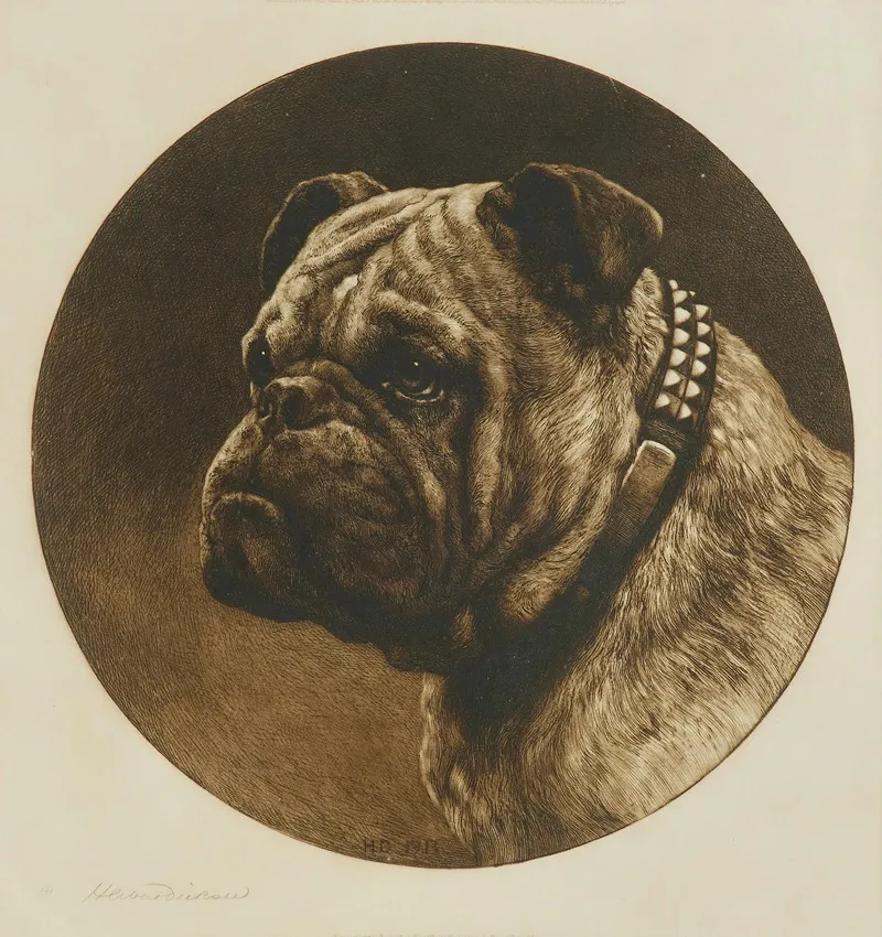 A British Bulldog Wall Art by Herbert Thomas Dicksee - High-Resolution Digital Print