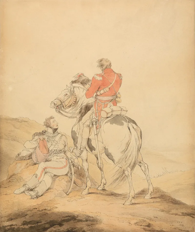 A British Officer Of The Staff And An Officer Of Hussars Wall Art by Sir Robert Kerr Porter - High-Resolution Digital Print