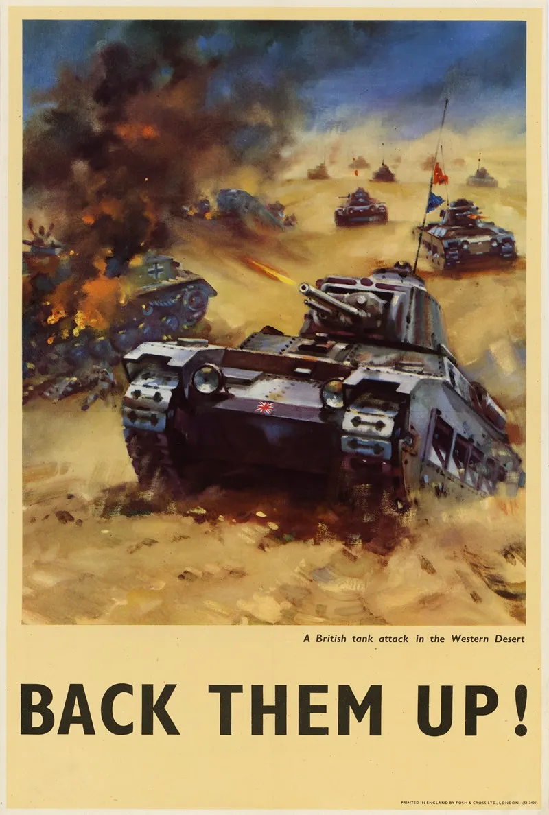 A British Tank Attack In The Western Desert Back Them Up