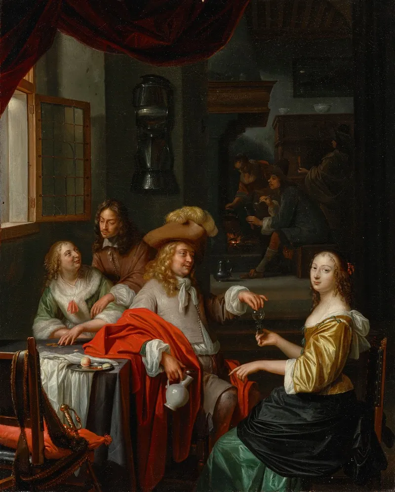 A Brothel Scene 3 Wall Art by Pieter Hermansz Verelst   - High-Resolution Digital Print