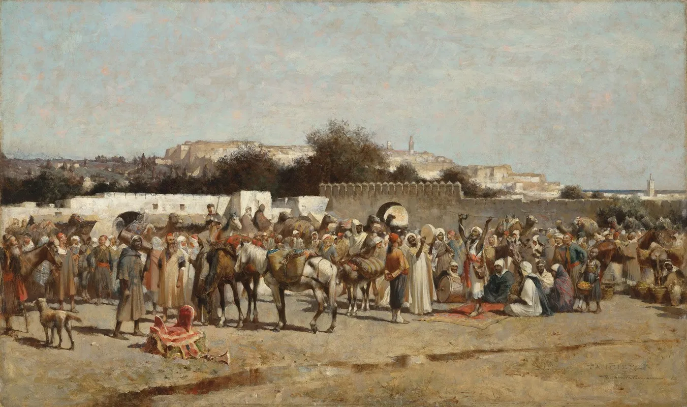 A Bustling Market Place At The City Wall Tangiers