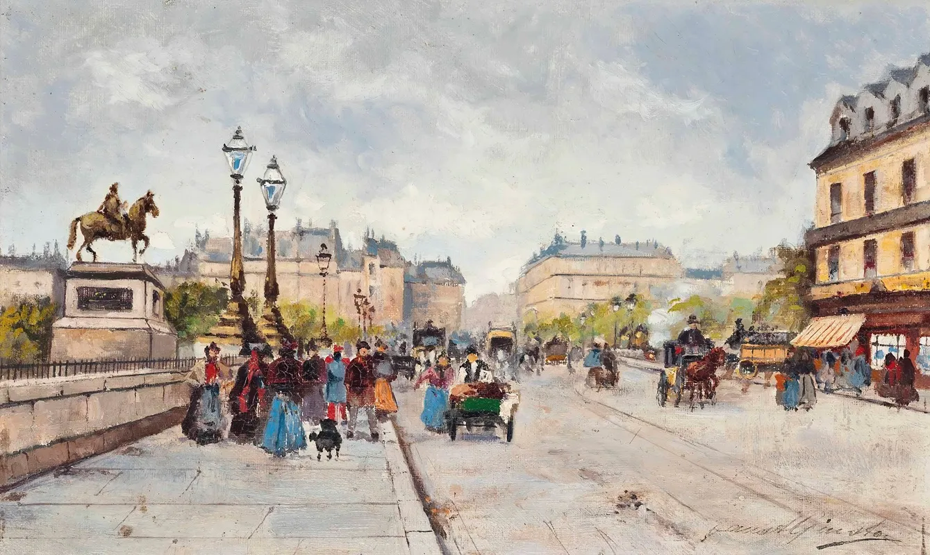 A Busy Day On The Pont Neuf Paris Wall Art by Fausto Giusto - High-Resolution Digital Print