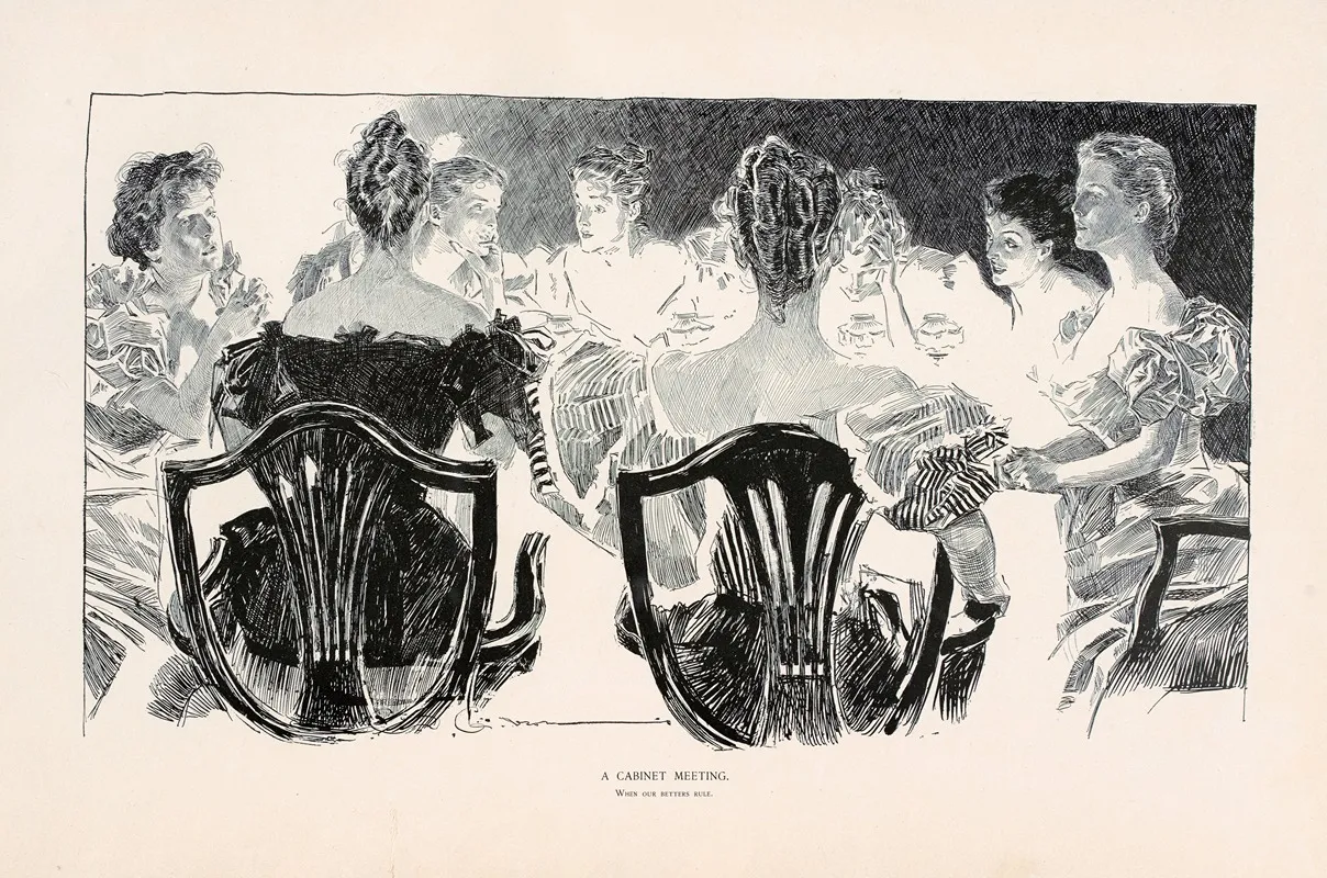 A Cabinet Meeting Wall Art by Charles Dana Gibson - High-Resolution Digital Print