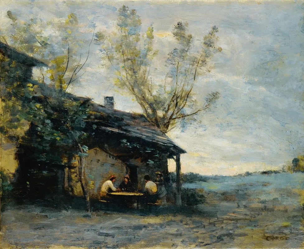 A Cafe In Vaugirard Wall Art by Jean-Baptiste-Camille Corot - High-Resolution Digital Print