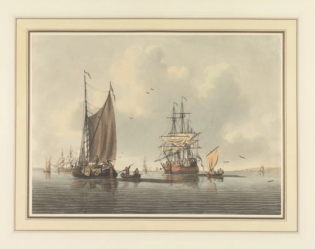 A Calm Day In The Anchorage Wall Art by John Cleveley the younger - High-Resolution Digital Print