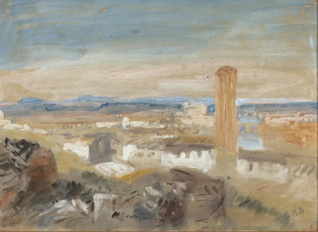 A Campanile Among Ruins Wall Art by Hercules Brabazon Brabazon - High-Resolution Digital Print