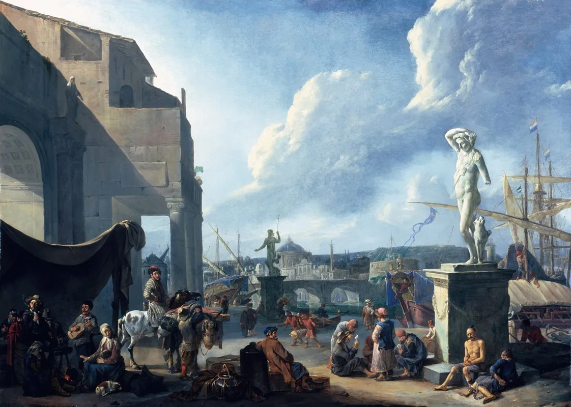 A Capriccio View Of Rome With The Castel Santangelo