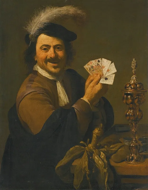 A Card Player Showing His Hand Wall Art by Theodoor Rombouts - High-Resolution Digital Print