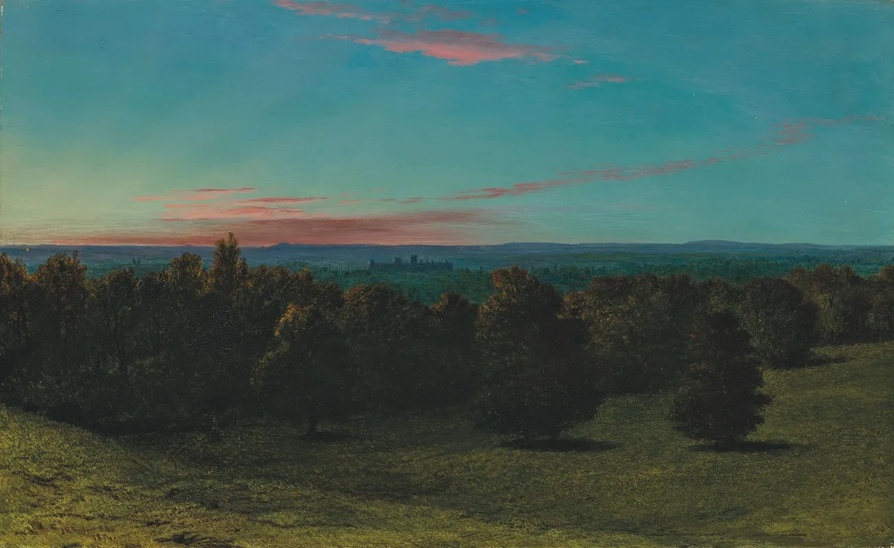 A Castle In A Forest At Sunset Wall Art by John Rogers Herbert - High-Resolution Digital Print