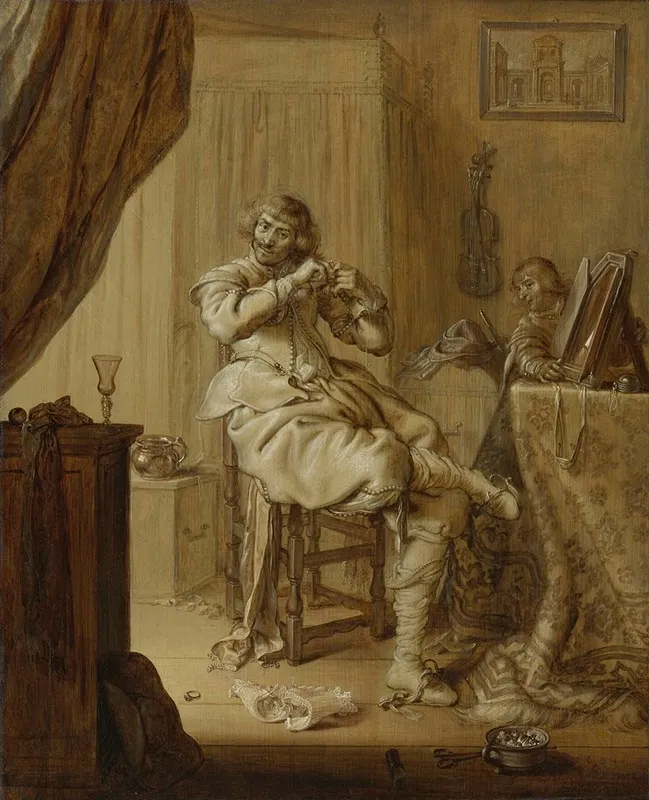 A Cavalier At His Toilet Possibly A Self Portrait