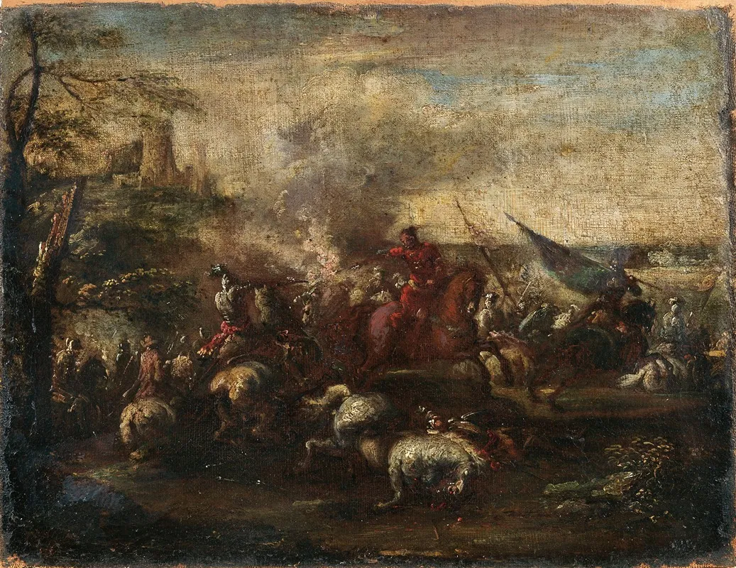 A Cavalry Battle Scene 2 Wall Art by Francesco Graziani - High-Resolution Digital Print