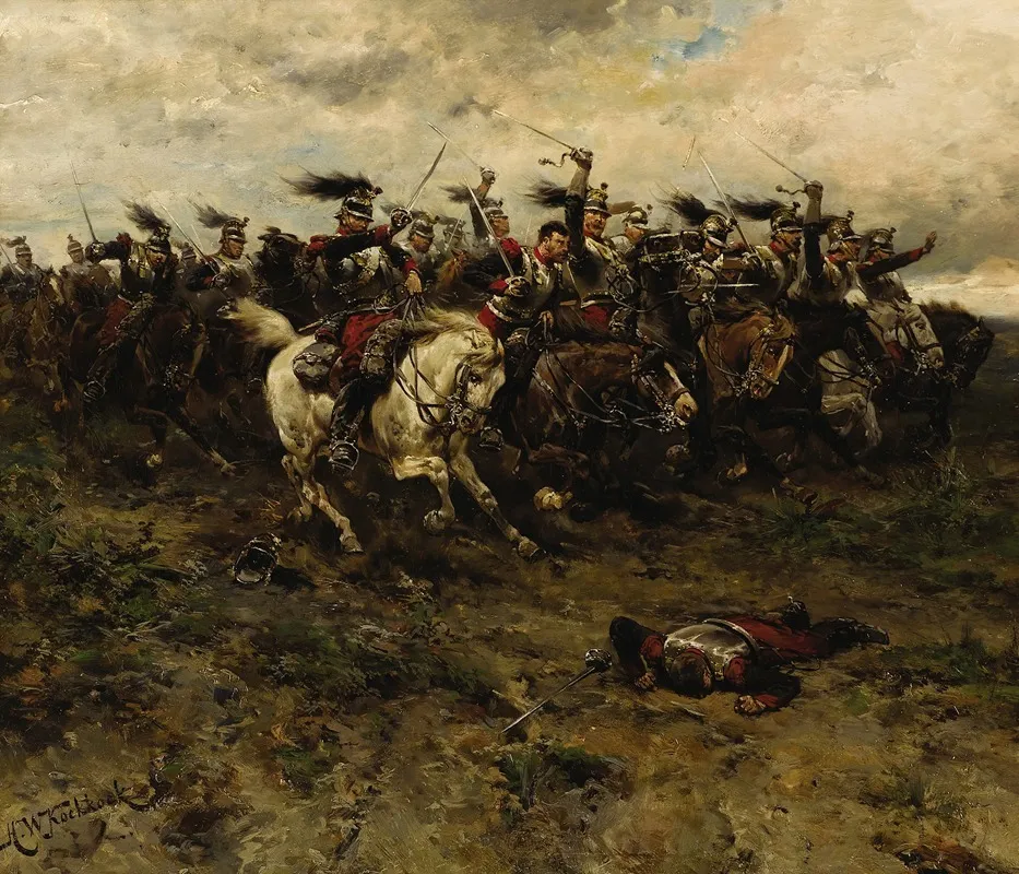 A Cavalry Charge Wall Art by Hermanus Willem Koekkoek - High-Resolution Digital Print