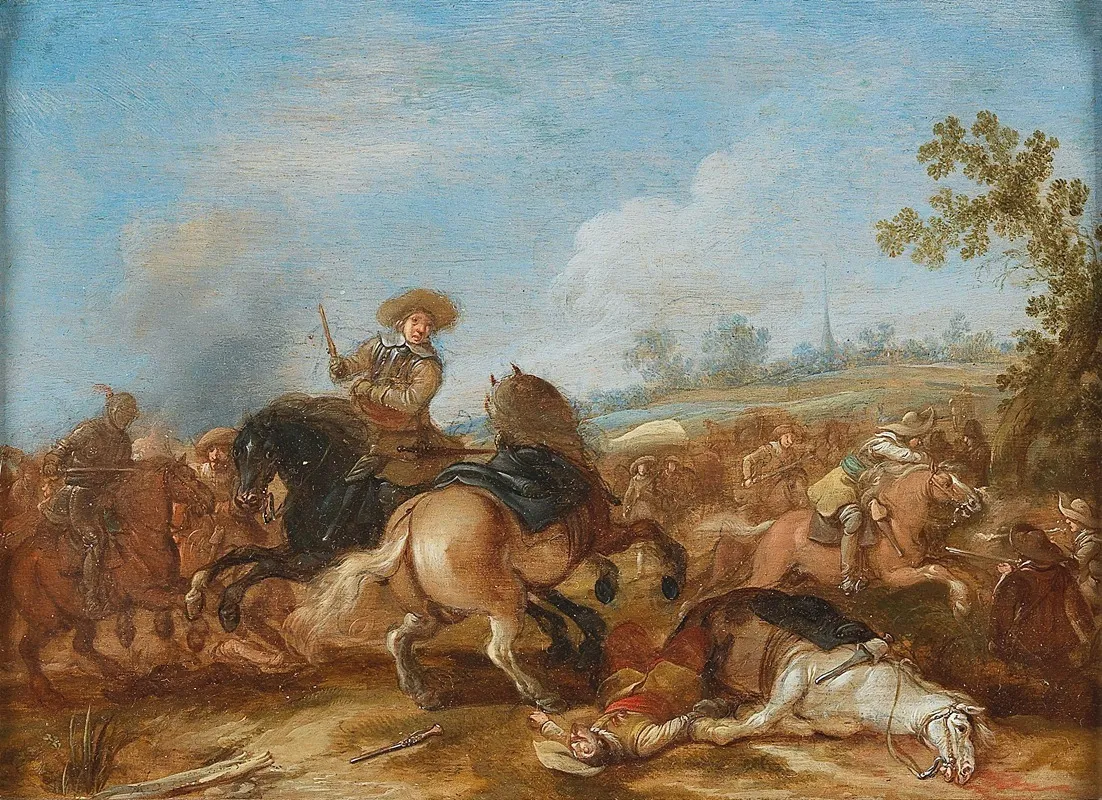 A Cavalry Engagement Wall Art by Jan Martszen de Jonge - High-Resolution Digital Print