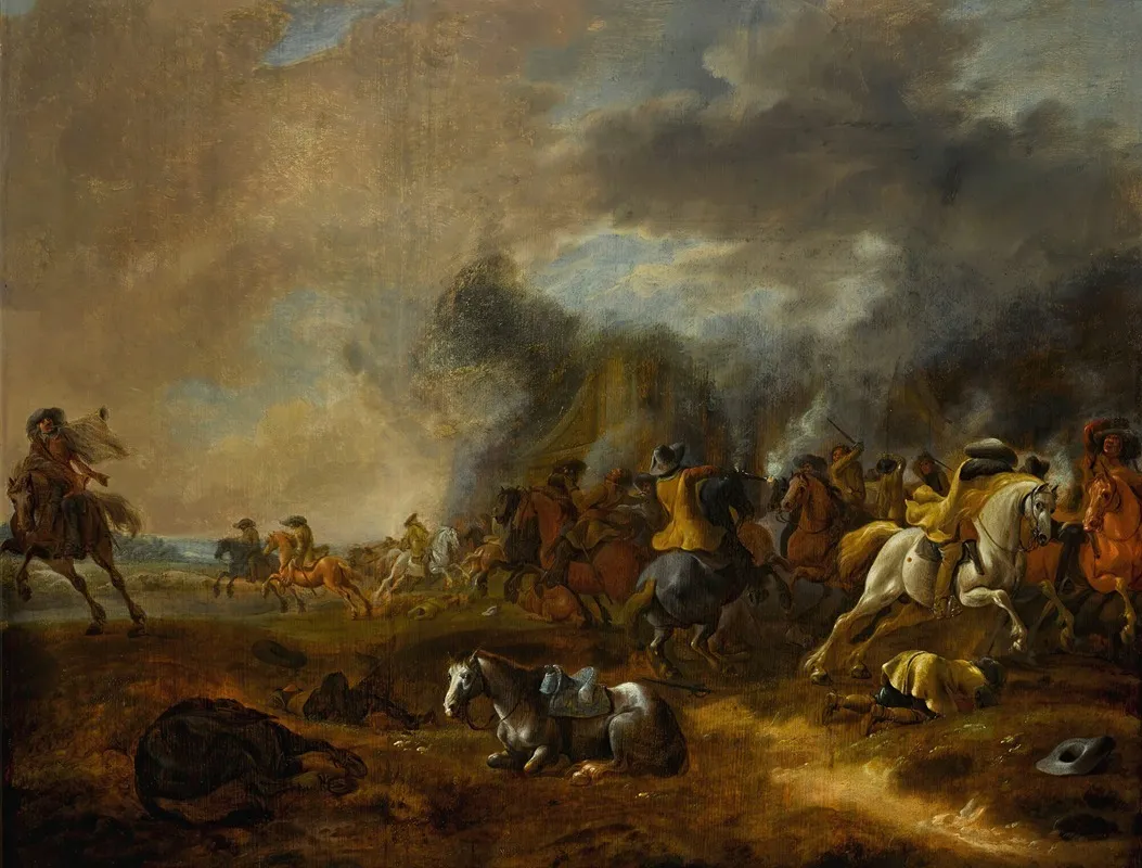 A Cavalry Skirmish Wall Art by Jan Jacobsz. van der Stoffe - High-Resolution Digital Print