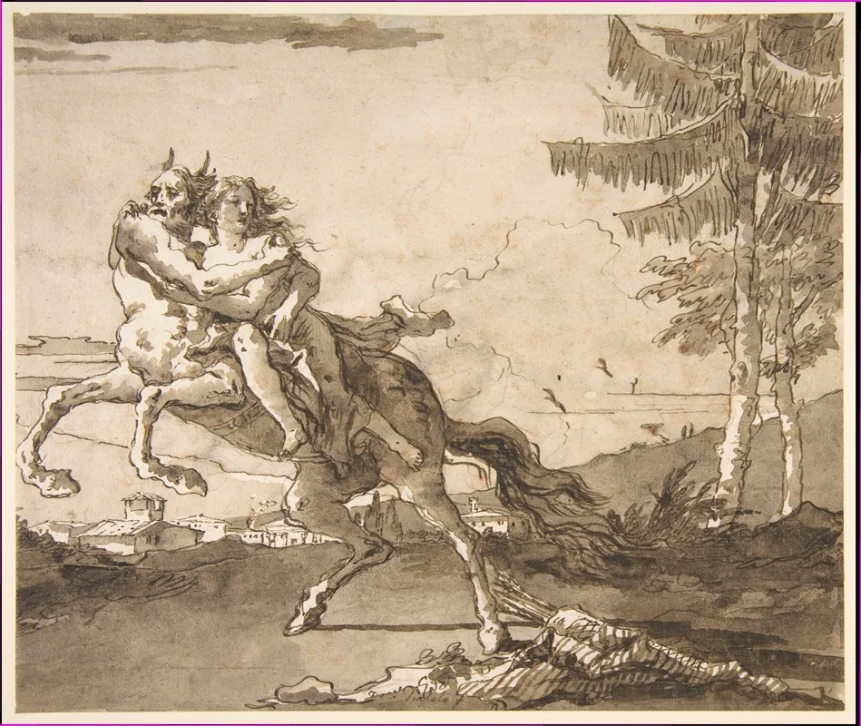 A Centaur Abducting A Nymph Wall Art by Giovanni Domenico Tiepolo - High-Resolution Digital Print
