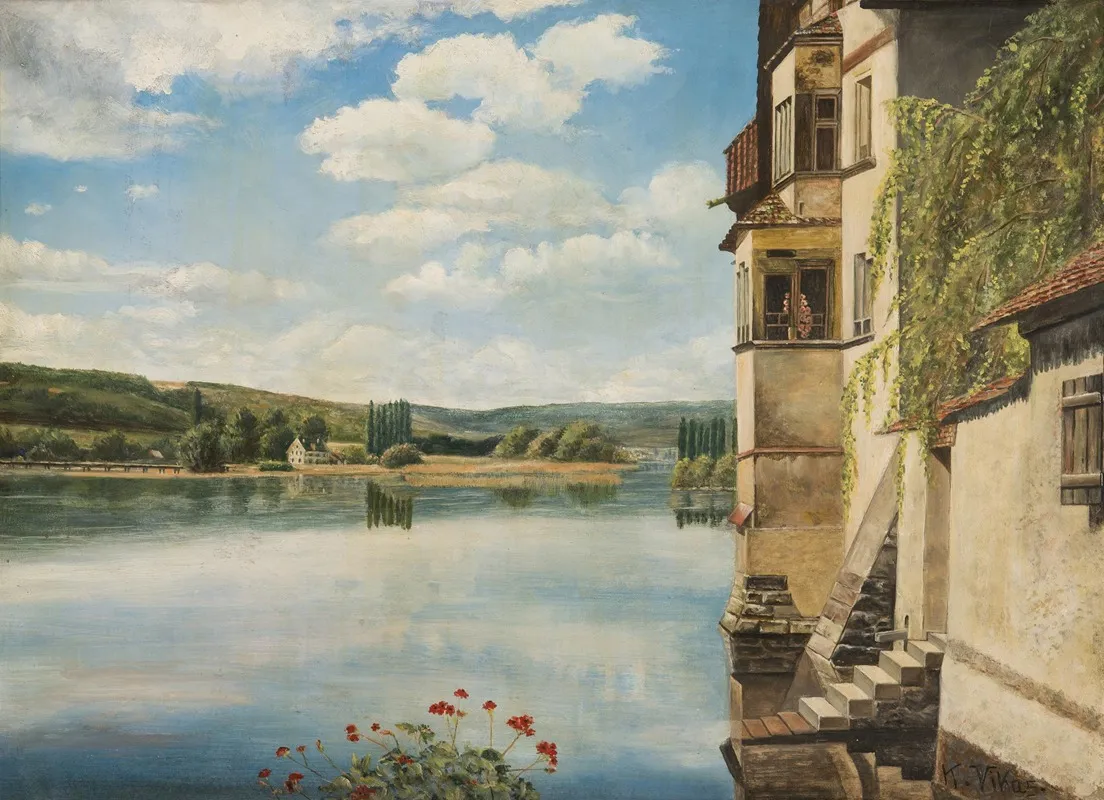 A Chateau By The Lake Wall Art by Karl Vikas - High-Resolution Digital Print