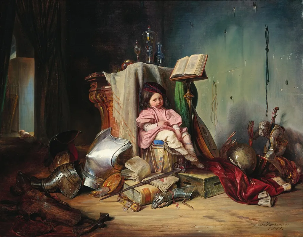A Child On A Drum Wall Art by Josef Danhauser - High-Resolution Digital Print