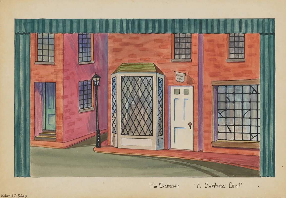 A Christmas Carol Sketch No 2 The Exchange Wall Art by Roland Foley - High-Resolution Digital Print