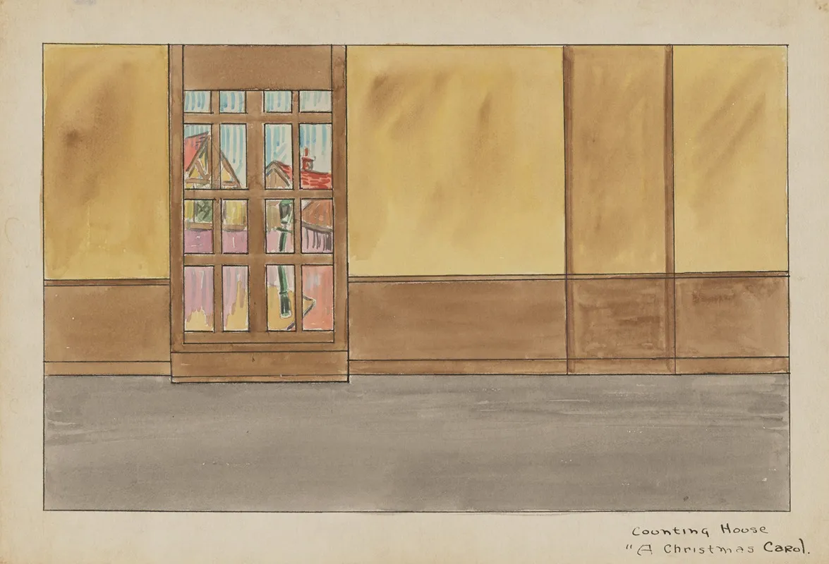 A Christmas Carol Sketch No 4 Counting House Wall Art by Roland Foley - High-Resolution Digital Print