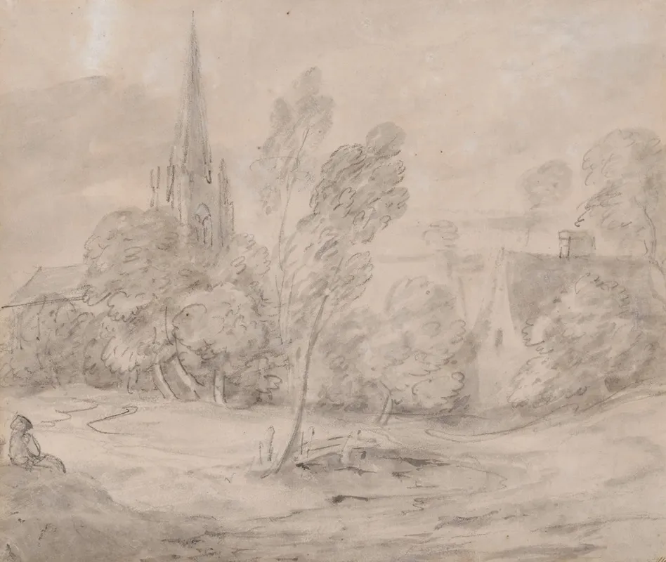 A Church In A Wooded Landscape Wall Art by Thomas Gainsborough - High-Resolution Digital Print