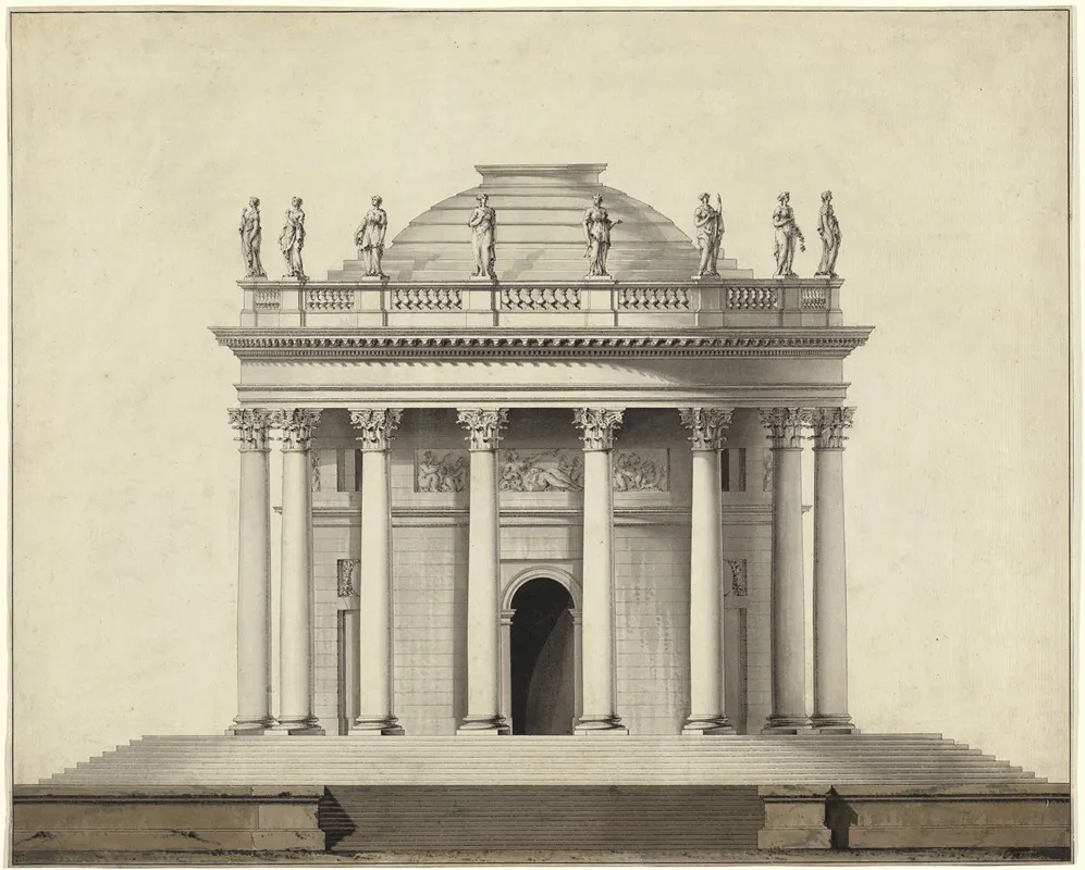 A Classical Temple Wall Art by Louis Gustave Taraval - High-Resolution Digital Print