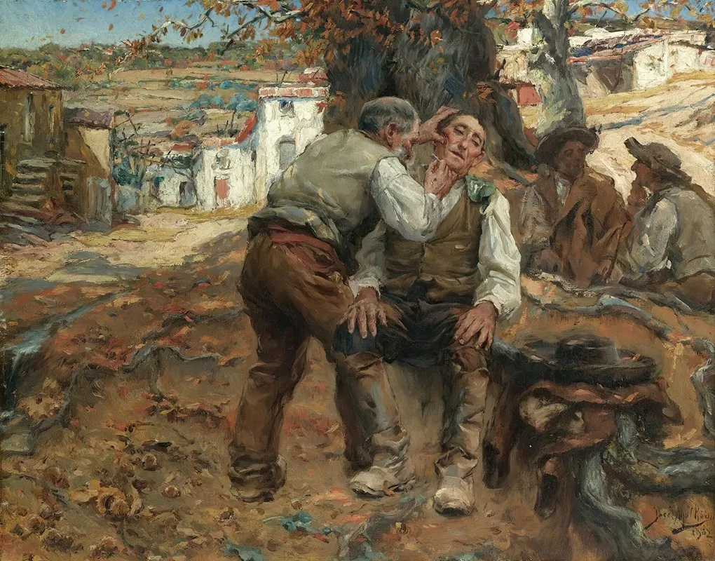 A Close Shave 2 Wall Art by José Malhoa - High-Resolution Digital Print