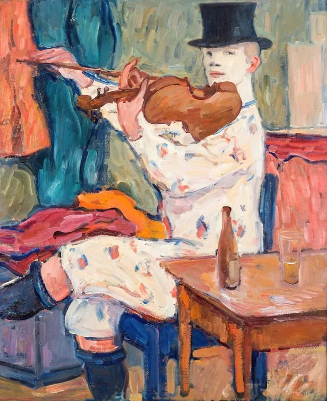 A Clown Playing The Violin Wall Art by Gösta Von Hennigs - High-Resolution Digital Print