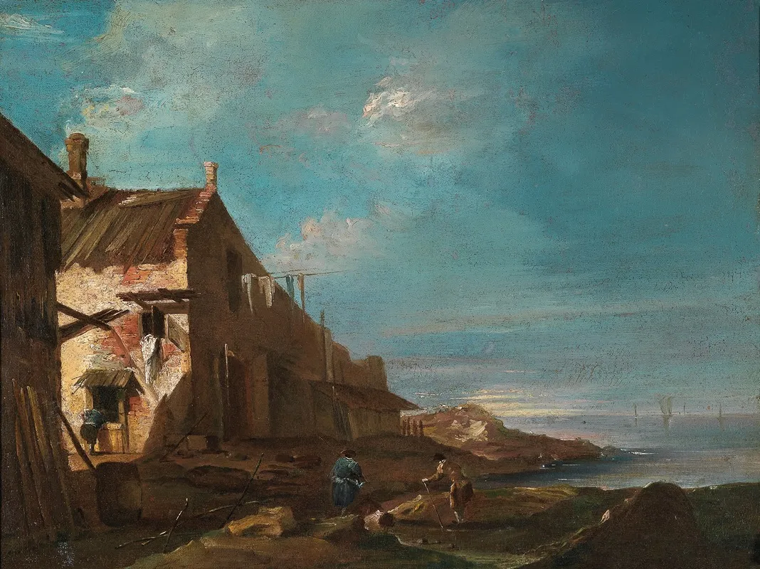 A Coastal Architectural Capriccio Wall Art by Francesco Guardi - High-Resolution Digital Print