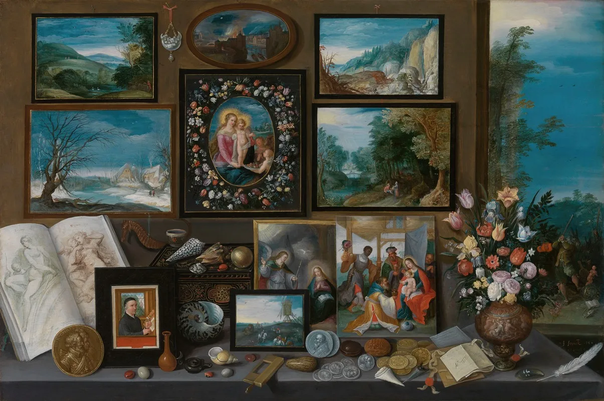 A Collectors Cabinet Wall Art by Frans Francken the Younger - High-Resolution Digital Print