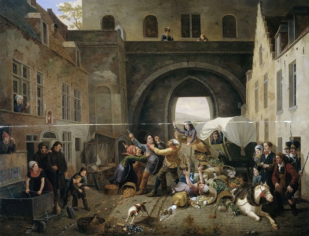 A Collision At The Porte De Hal Brussels Wall Art by Constantinus Fidelio Coene - High-Resolution Digital Print