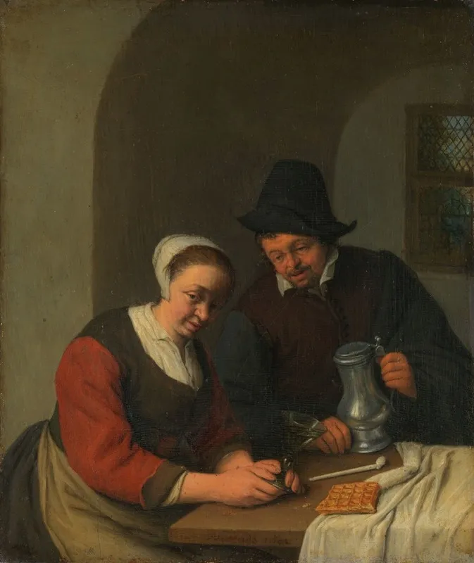 A Confidential Chat 2 Wall Art by Adriaen van Ostade - High-Resolution Digital Print