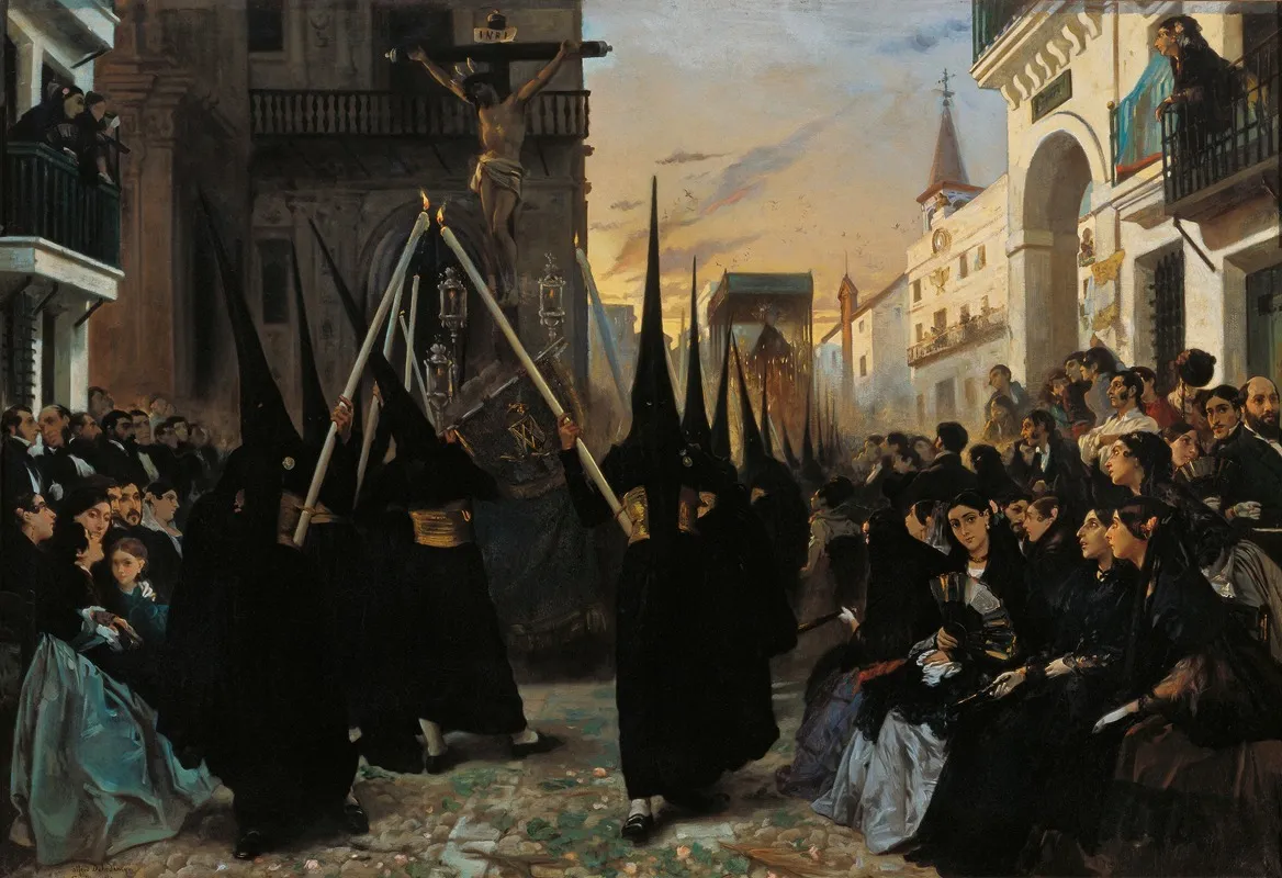 A Confraternity In Procession Along Calle Genova