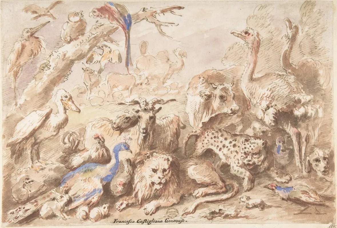 A Congress Of Animals 2 Wall Art by Giovanni Francesco Castiglione - High-Resolution Digital Print