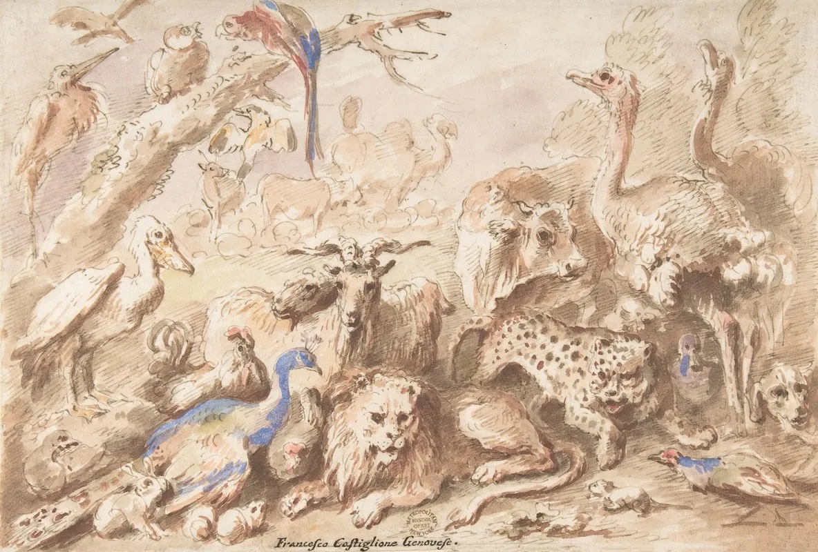 A Congress Of Animals Wall Art by Giovanni Francesco Castiglione - High-Resolution Digital Print