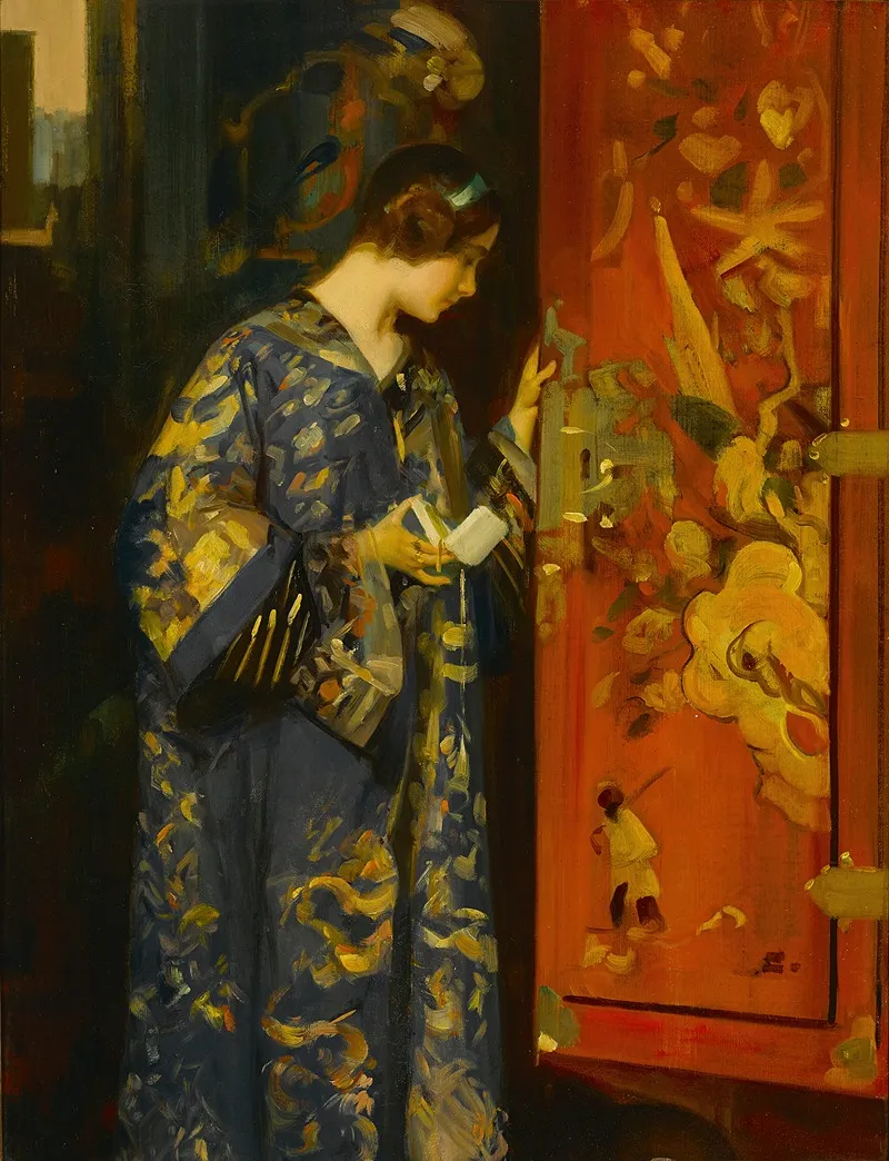 A Contemplative Portrait Of A Young Lady In An Oriental Robe Wall Art by Henri Gaston Darien - High-Resolution Digital Print