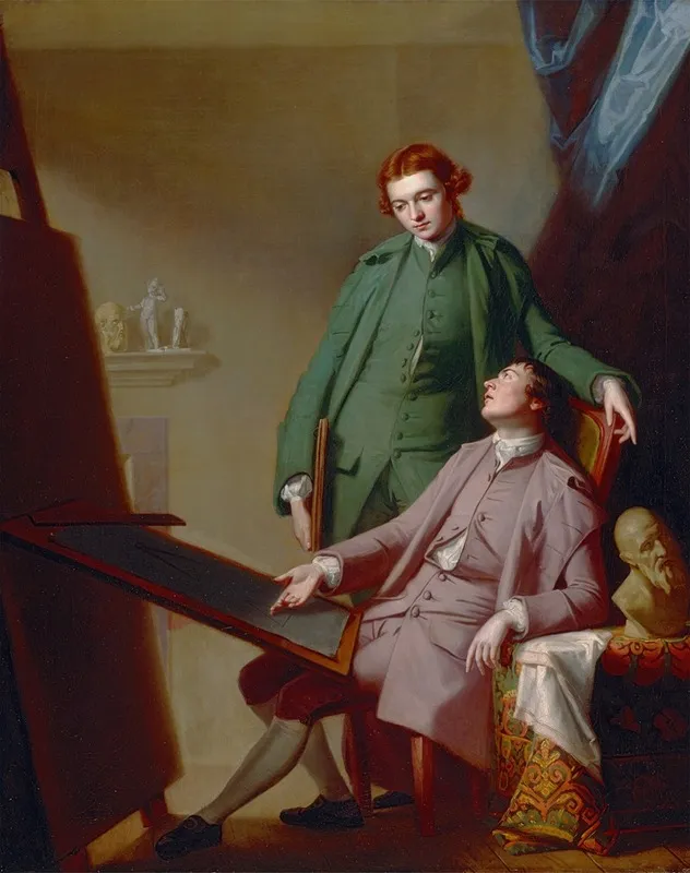 A Conversation The Artists Brothers Peter And James Romney Wall Art by George Romney - High-Resolution Digital Print