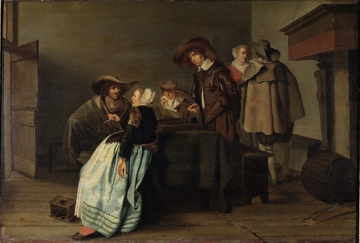 A Conversation Wall Art by Pieter Codde - High-Resolution Digital Print