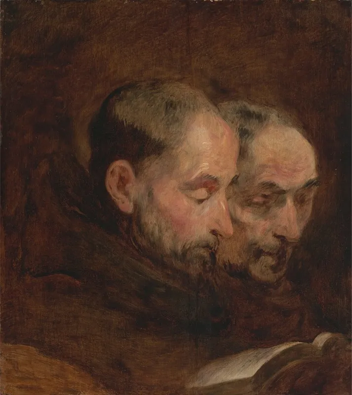 A Copy After A Painting Traditionally Attributed To Van Dyck Of Two Monks Reading Wall Art by Thomas Gainsborough - High-Resolution Digital Print