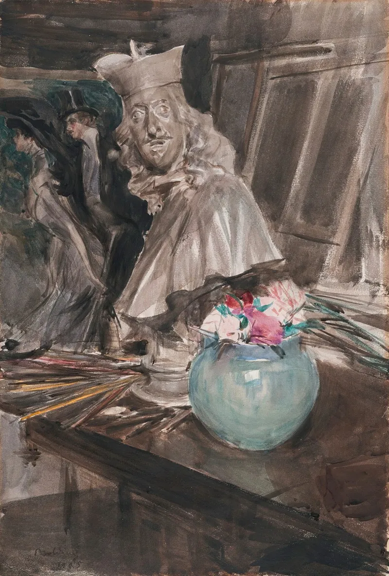 A Corner Of The Artists Studio With A Bust Of Leopoldo De Medici Wall Art by Giovanni Boldini - High-Resolution Digital Print